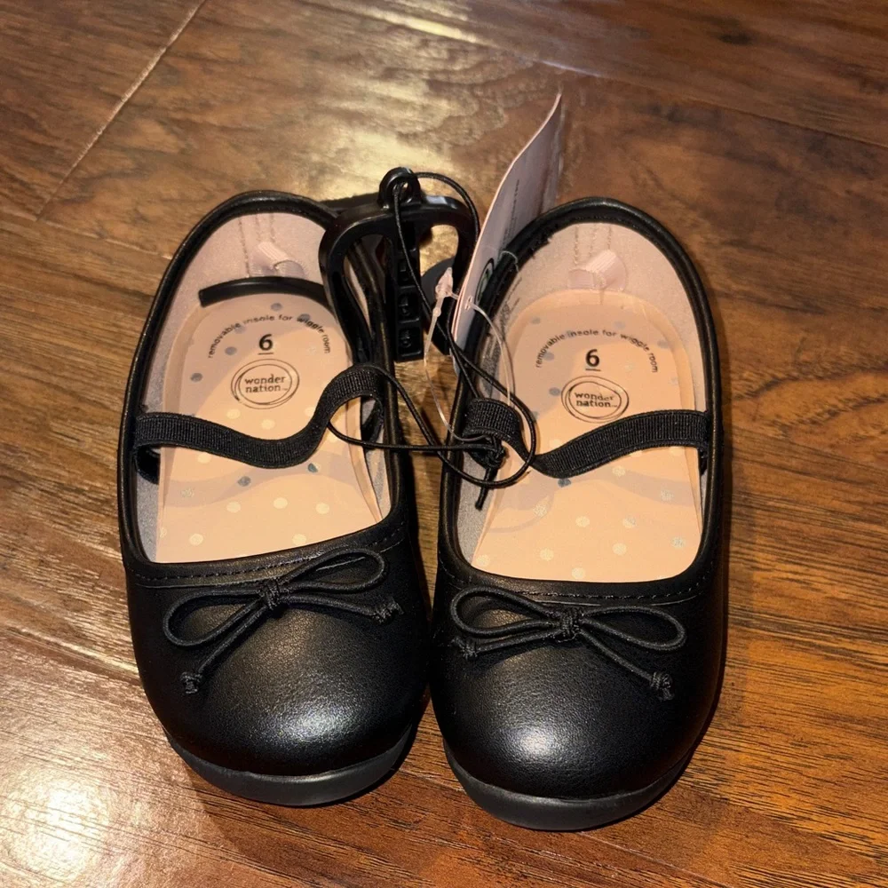 Wonder Nation Black Kids Dress Shoes size 6 toddlers